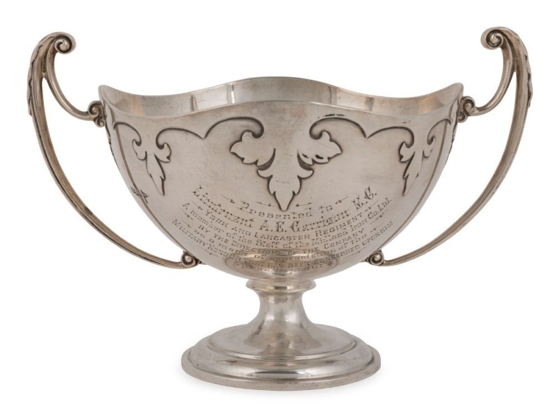 YORK & LANCASTER REGIMENT interest, antique sterling silver presentation bowl engraved "Presented To Lieutenant A. E. GARRISON M.C. York & Lancaster Regiment, A Member Of The Staff Of The Midland Iron Co. Ltd. By The Directors Of The Company As A Mark Of