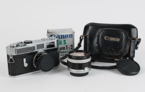 CANON Model 7 SLR camera (No. 865154) with case and two lenses (35mm and 50mm)