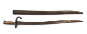 Chassepot antique French sword bayonet and scabbard, 19th century, ​​​​​​​70cm long