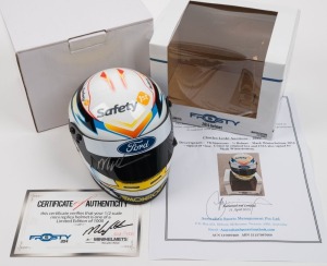 V8 Supercars: MARK WINTERBOTTOM half-size helmet, signed on the visor, with signed CofA #348/1000 and ASM Certificate of Authenticity. In original box of issue.