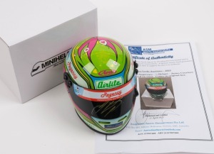 V8 Supercars: JAMES COURTNEY half-size helmet, signed on the visor, with ASM Certificate of Authenticity. In original box of issue.