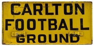 CARLTON FOOTBALL GROUND  vintage metal tram destination sign,  ​​​​​​​28cm x 58cm