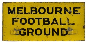 MELBOURNE FOOTBALL GROUND vintage metal tram destination sign,  28cm x 58cm