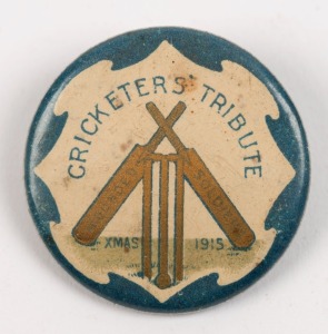 MELBOURNE CRICKET CLUB wounded soldiers Christmas tribute badge, circa 1915, ​​​​​​​3cm diameter