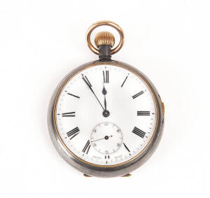 REPEATER: Fine Swiss pocket watch in gun metal case, c1890s