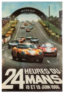 "24 HEURES DU MANS 18 ET 19 JUIN 1966" original Le Mans poster (58 x 39.5cm); photography by Andre Delourmel; printed by Thivillier.