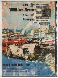 1966 German ADAC NURBURGRING 1000-km-Rennen 5.Juni 1966 original vintage motor racing poster, 84 x 59cm.