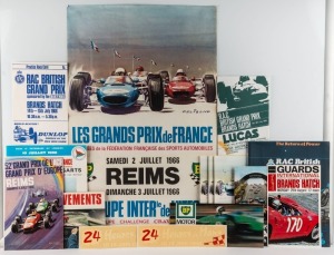 A range of 1965 - 1967 programmes and associated ephemera including July 1966 Rouen Grands Prix programme together with three birds-eye-views of the course; 1966 Brands Hatch programme, 1965 Castrol Achievements booklet and several other items. Including 