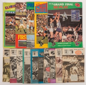 The Football Record: 1977 editions for 10 Home-And-Away (mostly featuring Carlton), together with the Special Editions for the Elimination Final (Richmond v South Melbourne), the First Semi Final (North Melbourne v Richmond), the Preliminary Final (Hawtho