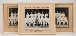 VICTORIAN STATE TEAM OFFICIAL PHOTOGRAPHS: Victorian XI Northern Tour 1959-60, Victorian XI New South Wales Tour 1960-61, Victoria's Western Tour 1964-65. All photographs 18.5 x 24cm, individually mounted and framed together with details of the members of