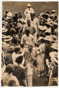 Fifth Test Melbourne Cricket Ground 1936-37: Group of three original press photos featuring Bradman (various sizes); together with a Melbourne Cricket Club 1936-37 membership fob (by Bentley & Son). (4 items) - 6
