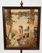 A William VI antique banner pole adjustable fire screen, mahogany and tapestry, circa 1840, 132cm high - 2