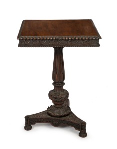 Anglo-Indian padouk occasional table with finely carved column and base, early 19th century, ​​​​​​​78cm high, 56cmcm wide, 56cm deep