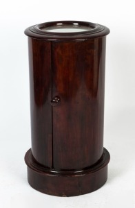 An antique cylindrical pot cabinet with mirror top, 19th century, ​​​​​​​78cm high, 46cm diameter