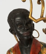 BLACKAMOOR candelabra topped bronze statue, mid 20th century, ​​​​​​​175cm high - 2