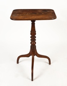 A Georgian mahogany tilt-top wine table with crab legs, circa 1800, ​​​​​​​73cm high, 44cm wide, 50cm deep