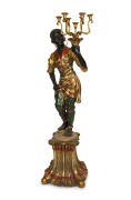 BLACKAMOOR candelabra topped bronze statue, mid 20th century, ​​​​​​​175cm high - 3