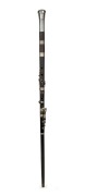 An antique musical walking stick with silver top, ebony flute shaft and brass ferrule, 19th century, 96cm high - 2