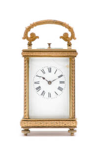 REPEATER: French late 19th century carriage clock (with key). Height 15.5cm