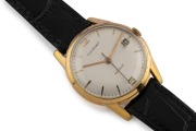 CORTEBERT automatic wristwatch in solid 18ct gold case with silver dial, date window and black leather band, circa 1960. 3.4cm wide including crown - 2