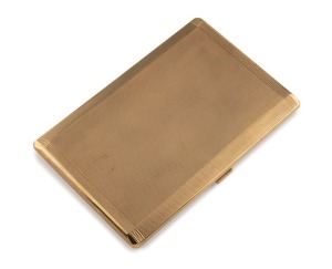An Art Deco 9ct solid yellow gold cigarette case, circa 1920s, stamped "9, 375", 12.7cm wide, 154 grams