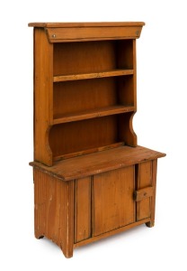 An antique Australian kauri pine apprentice kitchen dresser, 19th century, 41.5cm high, 25cm wide, 12.5cm deep