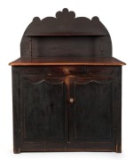 An antique pine chiffonier with shield doors and cotton reel handles, Barossa Valley, South Australia, 19th century,&nbsp; 152cm x 116cm x 69cm&nbsp;