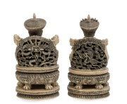 A pair of Chinese carved ivory ancestor statues, 19th/20th century, two character seal mark to the bases, ​​​​​​​13.5cm high - 2