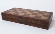 Carved timber chess set in timber games box, 20th century, the box 35cm wide - 2