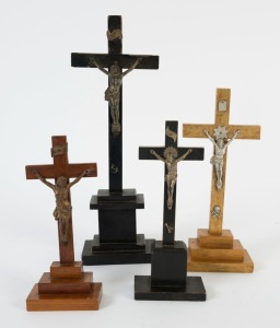 Four assorted altarpiece crucifixes, 19th and 20th century, ​​​​​​​the largest 35cm high