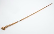 An antique walking stick, carved horn chain link handle with silver finished collar and brass ferrule, 19th century, 89cm high - 2
