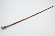 An antique walking stick with unusual American sterling silver top, blackthorn shaft and brass ferrule, 19th century, inscribed "GEO. HARTWELL, CHICAGO, ILL.", 94cm high - 3