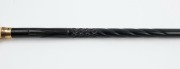 An antique walking stick with horn handle carved in the form of a fox head with glass eyes, gold plated collar and carved ebony shaft with remains of horn ferrule, 19th century, ​​​​​​91.5cm high - 5