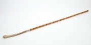 An antique Japanese walking stick with carved bone handle, silver collar, bamboo shaft and brass ferrule, 19th20th century, ​​​​​​​91.5cm high - 3