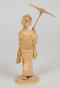 An antique Japanese carved ivory Geisha Okimono, Meiji period, 19th/20th century, seal mark to base, ​​​​​​​22cm high - 2