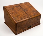 An antique English burr walnut desk compendium with slope top, 19th century, ​​​​​​​26cm high, 41cm wide, 33cm deep - 2