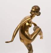 A French Art Deco bronze statue of a dancing lady, cast bronze and marble, circa 1920s ​​​​​​​46cm high - 2