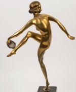 A French Art Deco bronze statue of a dancing lady, cast bronze and marble, circa 1920s ​​​​​​​46cm high - 3