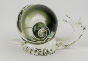 A Murano glass snail ornament, engraved signature to base dated 1976,&nbsp;with original foil label, 10cm high, 15cm long - 3