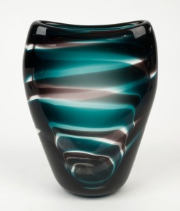 A Murano glass vase with green and black banded decoration, ​​​​​​​20.5cm high