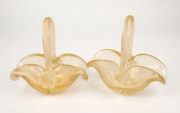 ERCOLE BAROVIER pair of Oro Murano glass baskets for BAROVIER & TOSO, circa 1950's, 19cm high, 21cm wide - 2