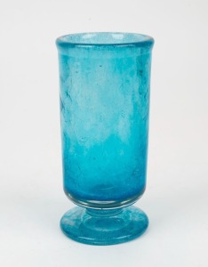 SCHNEIDER French blue crackle glass vase, circa 1920, acid etched "SCHNEIDER, FRANCE", ​​​​​​​17.5cm high