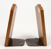 A pair of French marquetry bookends with mother of pearl embellishments, circa 1900, 16.5cm high - 2