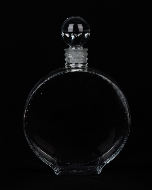 LALIQUE French glass point of sale perfume display bottle for Nina Ricci, stamped "Bottle Made by Lalique, France", 21.5cm high