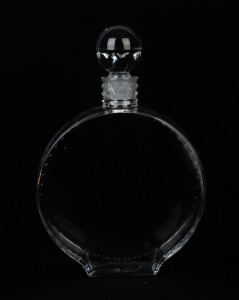 LALIQUE French glass point of sale perfume display bottle for Nina Ricci, stamped "Bottle Made by Lalique, France", 21.5cm high