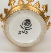 ROYAL WORCESTER English porcelain potpourri vase with hand-painted roses, signed "S. P. Huntley", black factory mark to base, 16cm high - 3