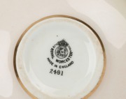 ROYAL WORCESTER English porcelain vase with hand-painted rose decoration, signed "M. Hunt", black factory mark to base, 7.5cm high, 10.5cm wide - 3