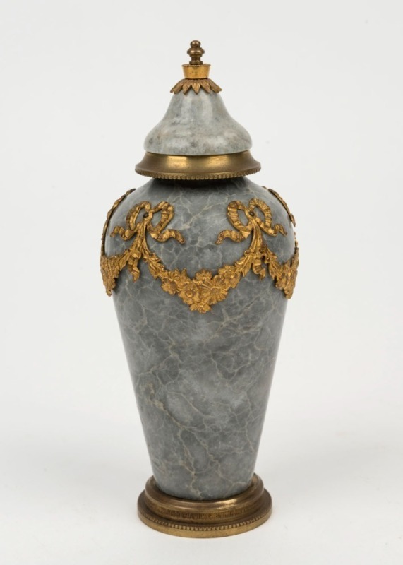 An antique French hard stone urn with ormolu mounts, 19th century, 18cm high