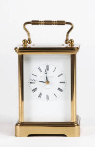 Matthew Norman of London brass carriage clock with Swiss movement (no key) purchased from Kozminsky's of Melbourne. Case height 13.5 cm