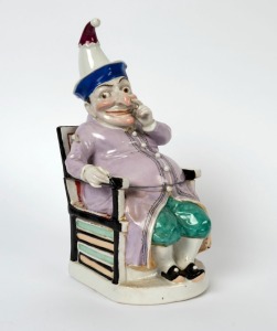 STAFFORDSHIRE "PUNCH" lidded jar, 19th century, 31cm high